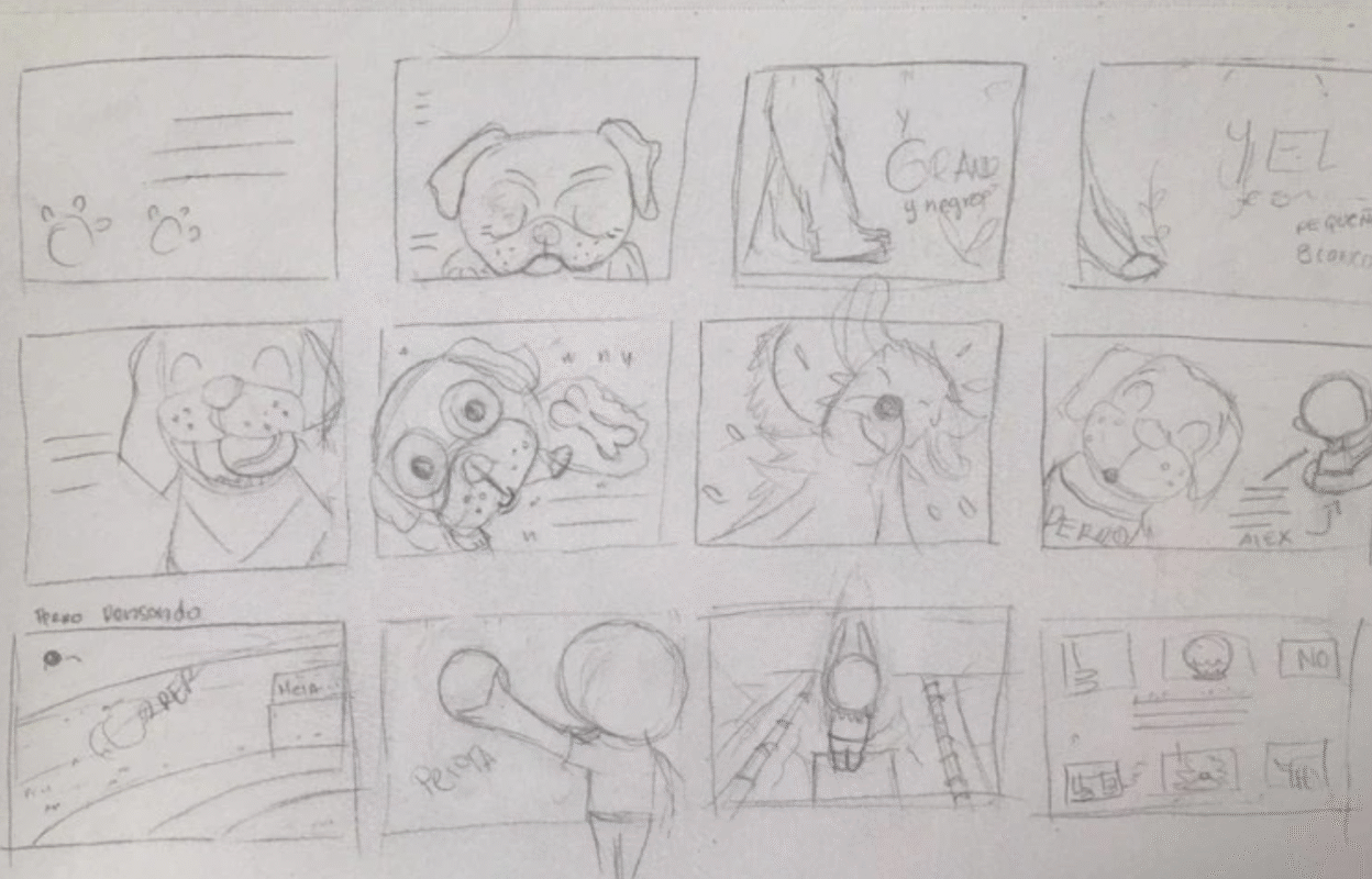 Bocetos de ilustración de libro infantil 'Dicen que soy perro', por Gabriela Garay